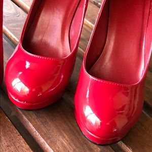 Patent leather red heels